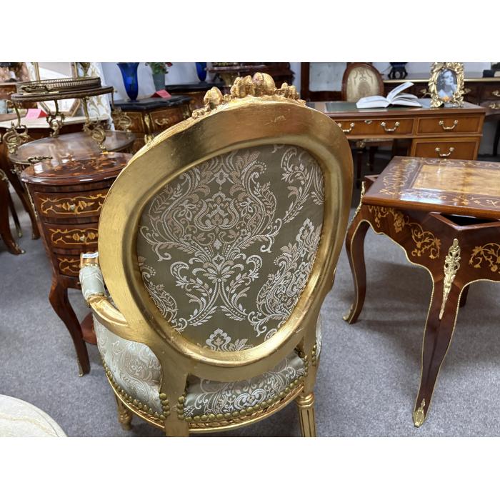 Zámecká barokních křesílka zlato zelená