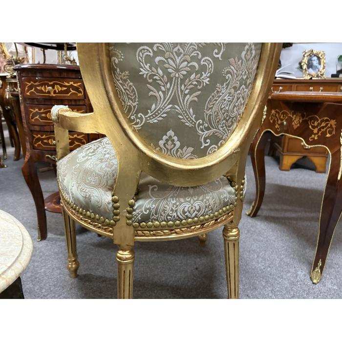 Zámecká barokních křesílka zlato zelená