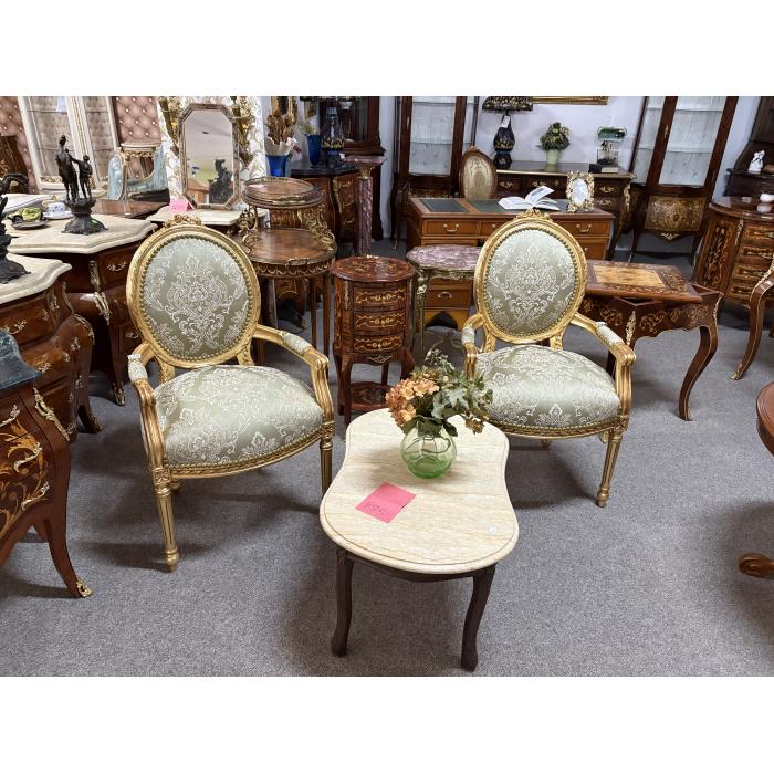 Zámecká barokních křesílka zlato zelená