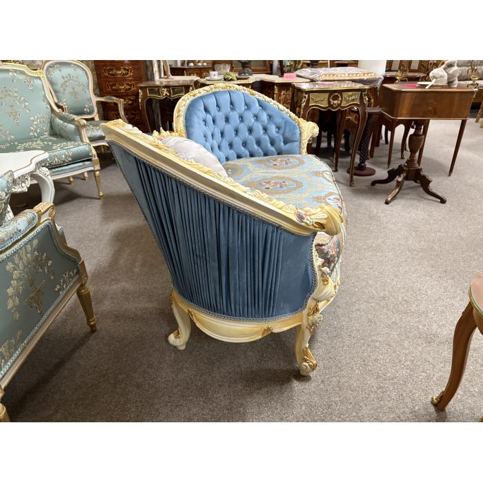 zámecké barokní Sofa Modro bílé