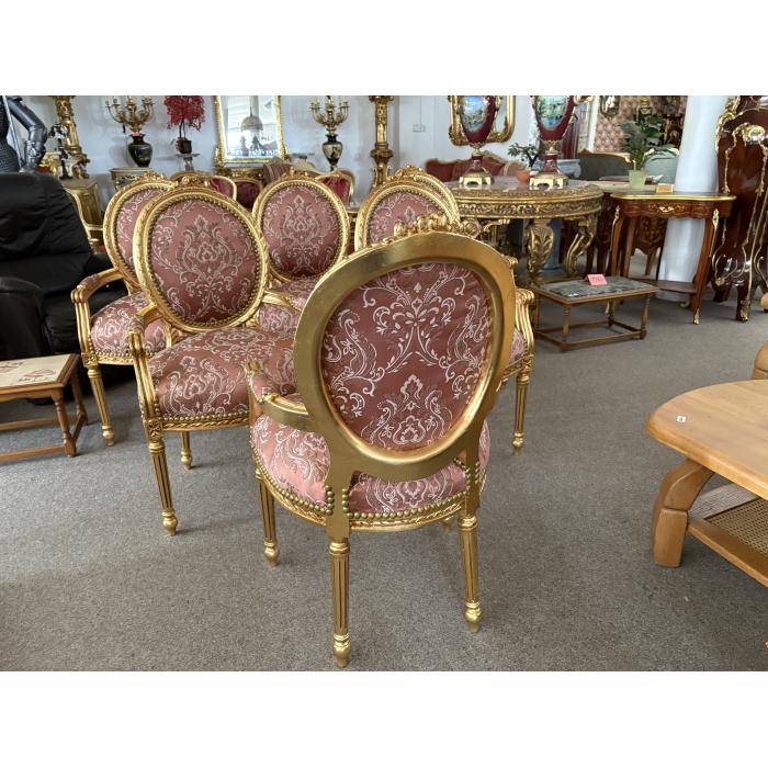 Zámecká barokní křesílka starorůžová se zlatým