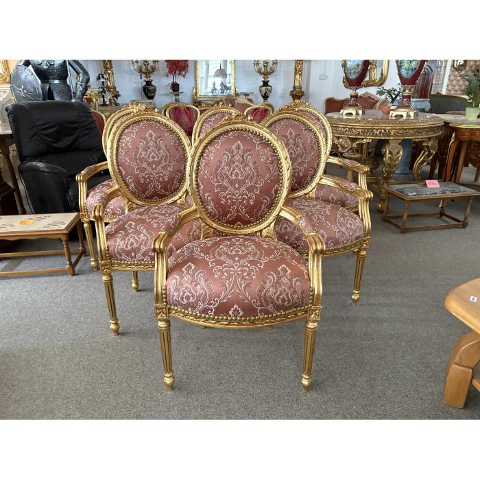 Zámecká barokní křesílka starorůžová se zlatým