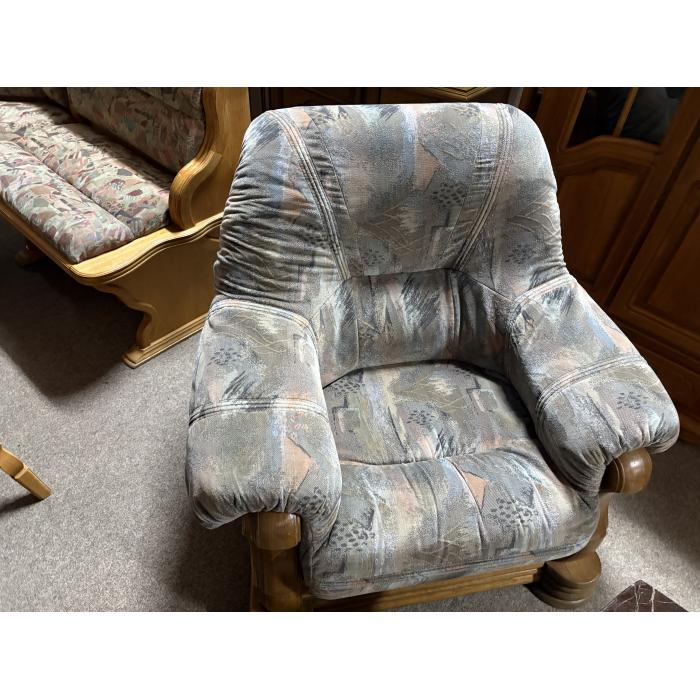 Rustikální sedací souprava 3 + 1 + 1 látková modra