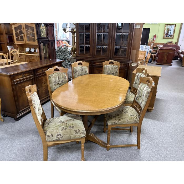 Rustikální jídelní stůl d158cm rozkladaci