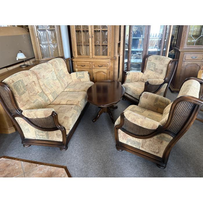 Rustikální látková sedačka 3 +1+1 světla latka