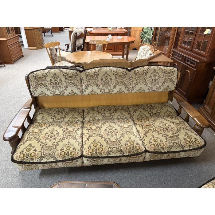 Rustikální sedací souprava 3 + 1 látková rozkládací