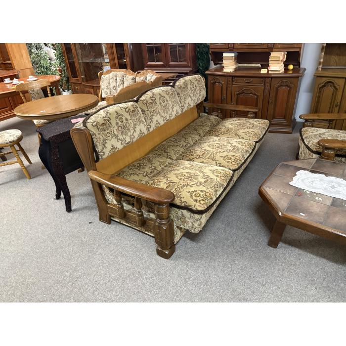 Rustikální sedací souprava 3 + 1 látková rozkládací