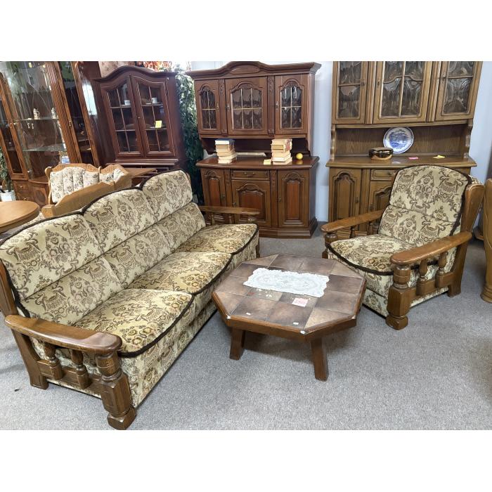 Rustikální sedací souprava 3 + 1 látková rozkládací